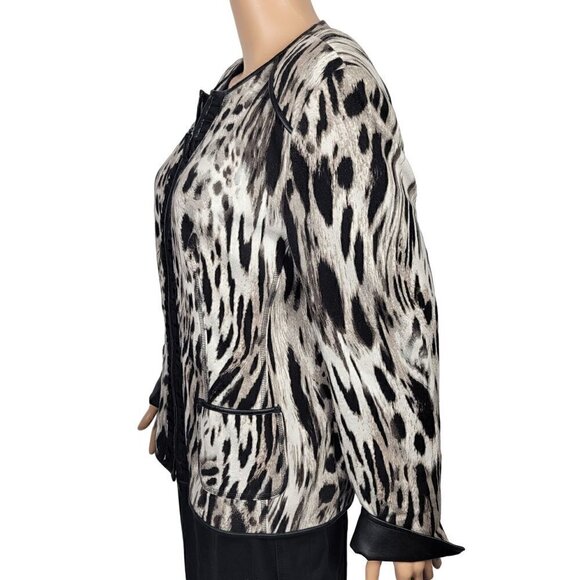 Basler Women's Animal Print Blazer/Jacket Faux Leather Accents Size EU42 (XL) - Picture 5 of 13